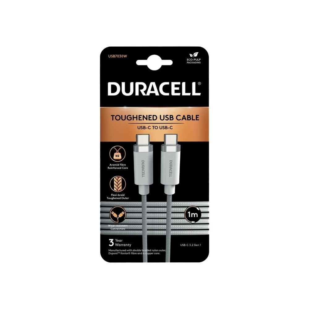 DURACELL 1M LIGHTNING CABLE BLACK C-C Şarj Kabloları