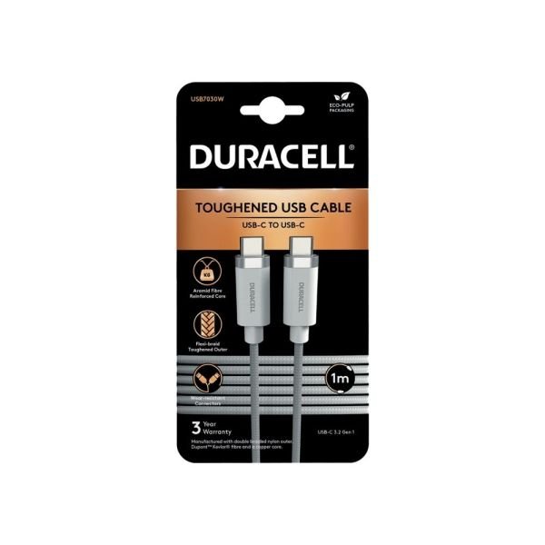 DURACELL 1M LIGHTNING CABLE BLACK C-C Şarj Kabloları
