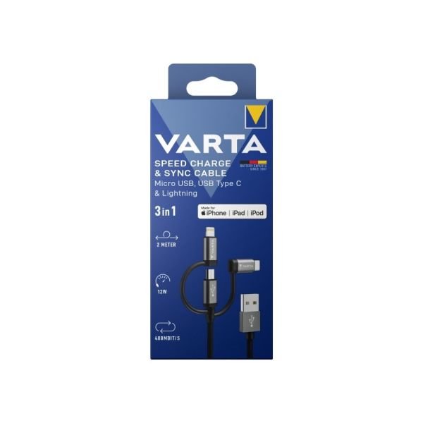 VARTA Şarj Kablosu 2m 3IN1 Şarj Kabloları
