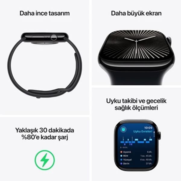 Apple Watch 10 GPS 42mm Siyah SB-S/M Akıllı Saat